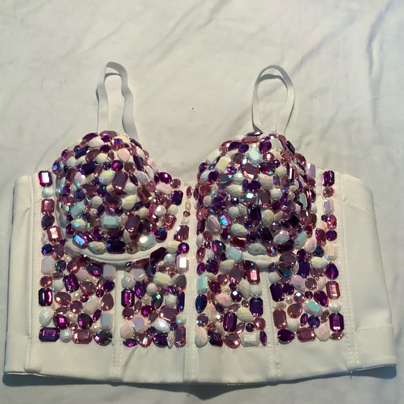 NWOT New Beautiful Gem Bustier, white color, size - Picture 4 of 9